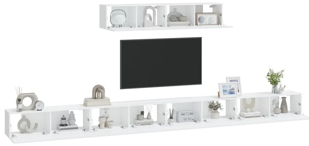 Conjunto móveis de TV 6 pcs madeira processada branco