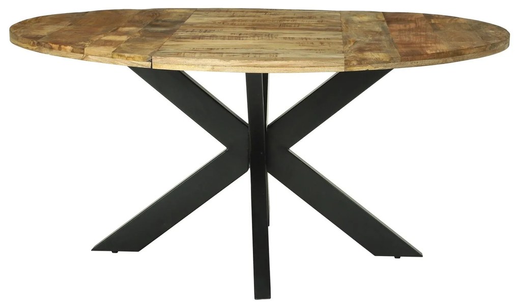 Mesa de Jantar Redonda Ø160x76 cm Madeira Sólida de Mangueira Rugosa