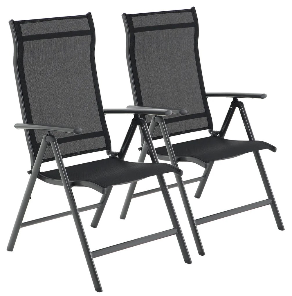 Conjunto de cadeiras dobráveis para jardim. | SONGMICS | 56 x 70 x 106 cm | preto | GCB29BK.