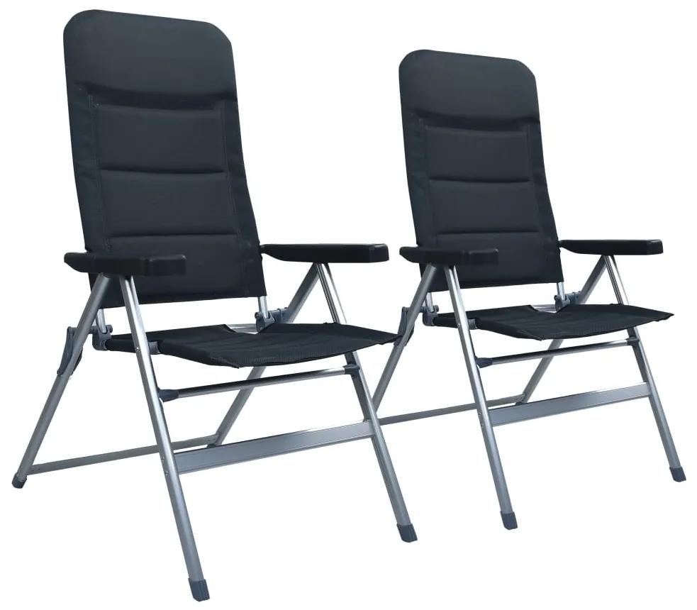 47740 vidaXL Cadeiras de jardim reclináveis 2 pcs alumínio preto