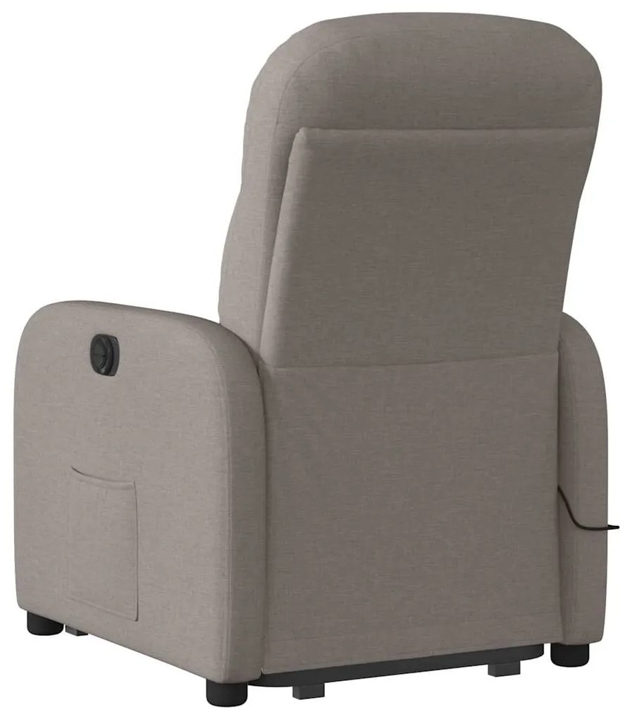 Poltrona elevatória de massagens tecido cinzento-acastanhado