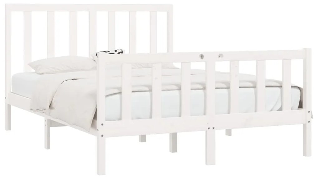 Estrutura de cama 160x200 cm madeira maciça branco