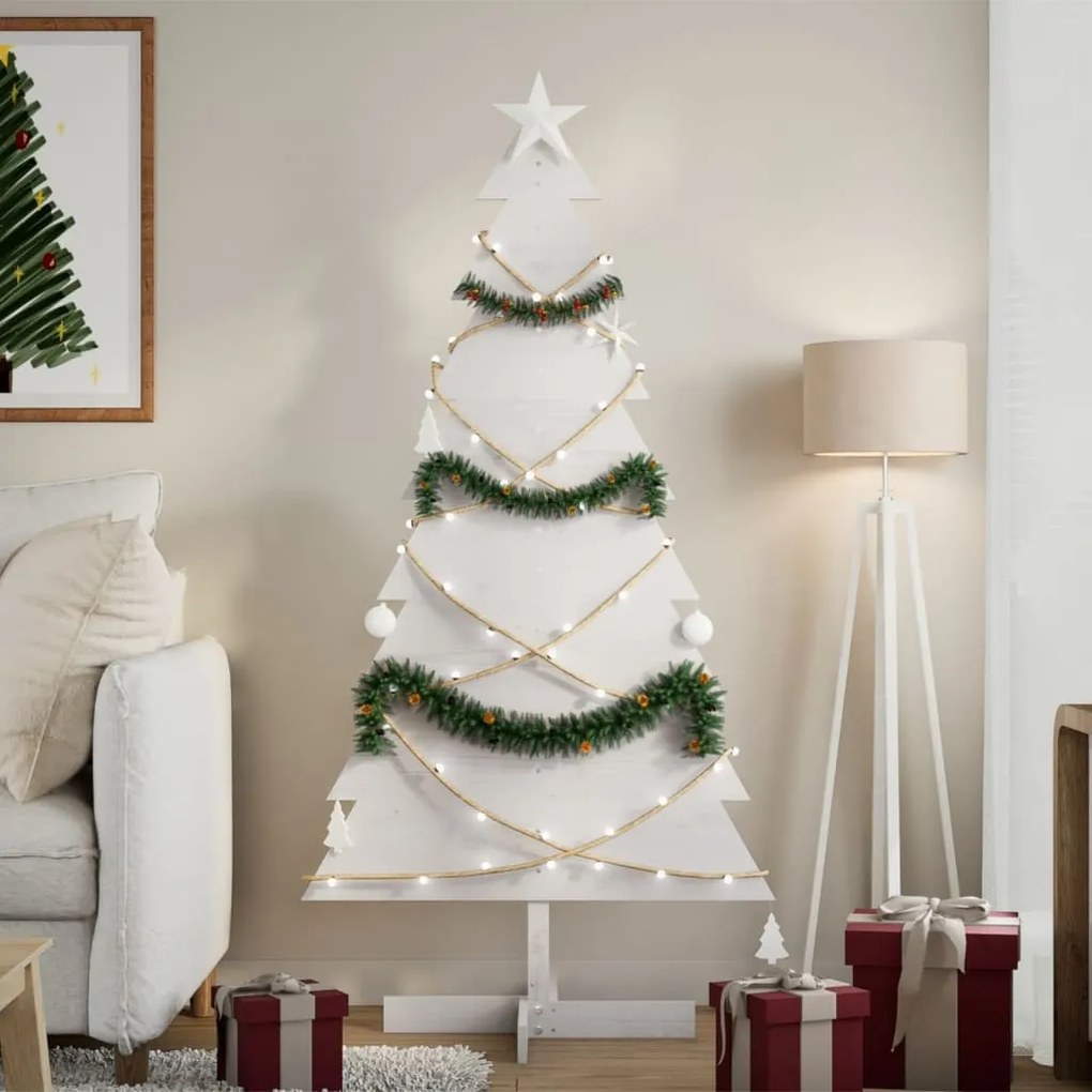 vidaXL Árvore de Natal decorativa 150cm madeira de pinho maciça branco