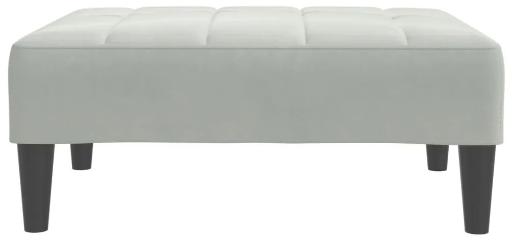 Sofá-cama 2 lugares c/ apoio de pés veludo cinza-claro