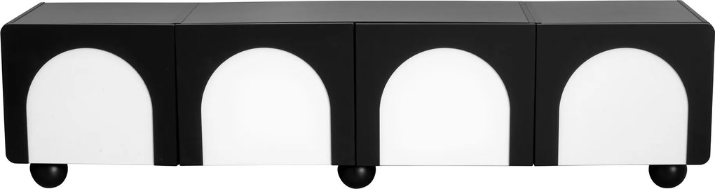 Móvel TV com 2 gavetas e 2 portas, pés redondos ,180X38X45 cm, Preto+Branco| AOSOM Portugal