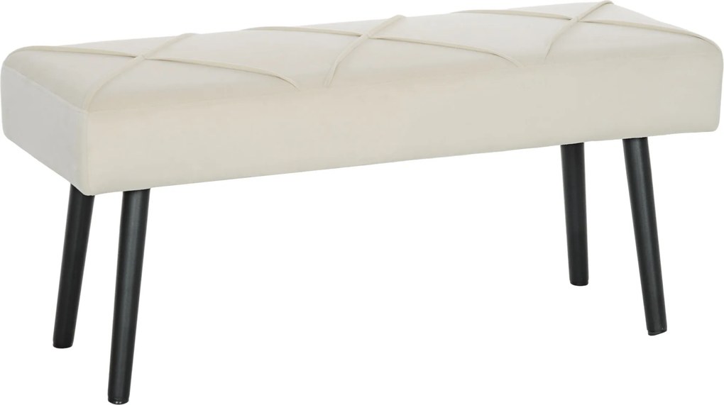 HOMCOM Banco de Pé de Cama Multifuncional e Moderno Banco de Dormitório com Pés de Aço e Assento Acolchoado 100x36x45 cm Creme | Aosom Portugal