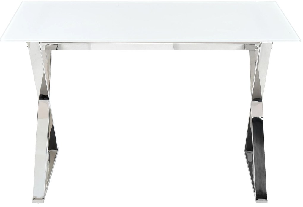 Mesa de jantar em inox e vidro temperado branco e prateado 120 x 70 cm ATTICA Beliani