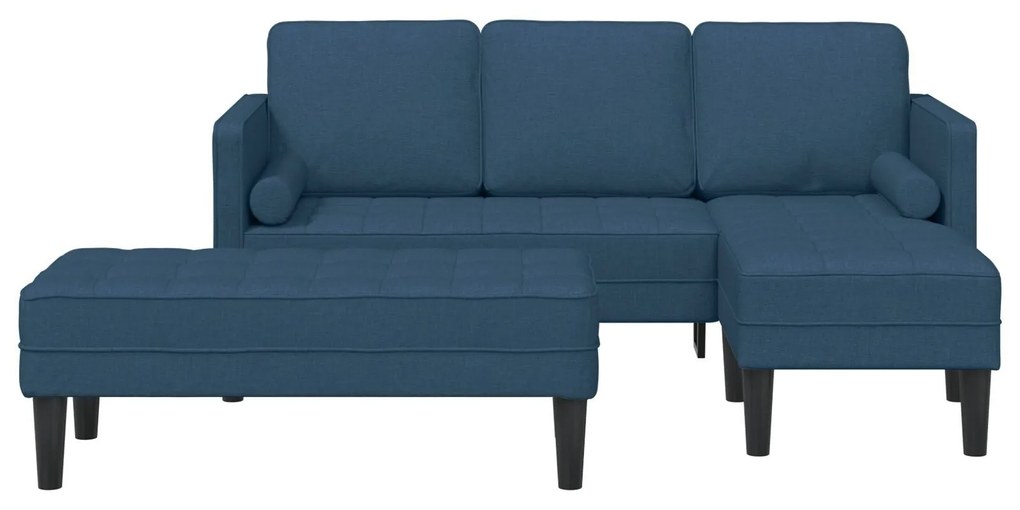 Conjunto de Sofá de 2 Peças com Almofadas em Tecido Azul