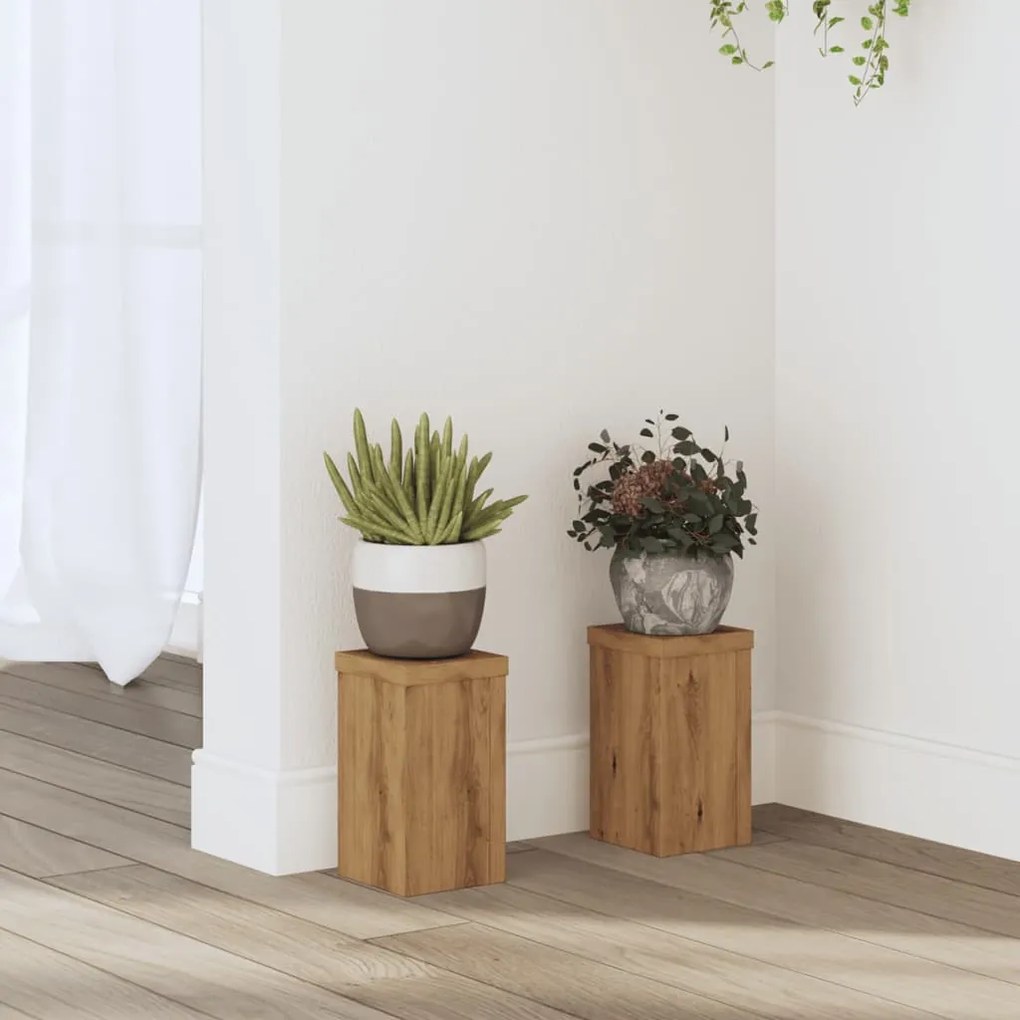 vidaXL Suportes p/ plantas 2 pcs 10x10x18 cm derivados madeira