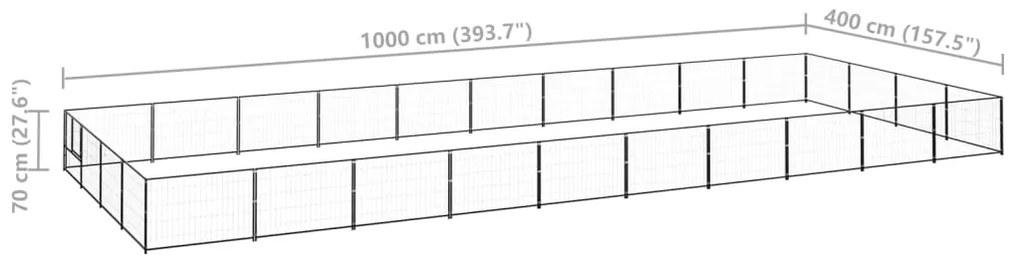 Canil para cães 40 m² aço preto