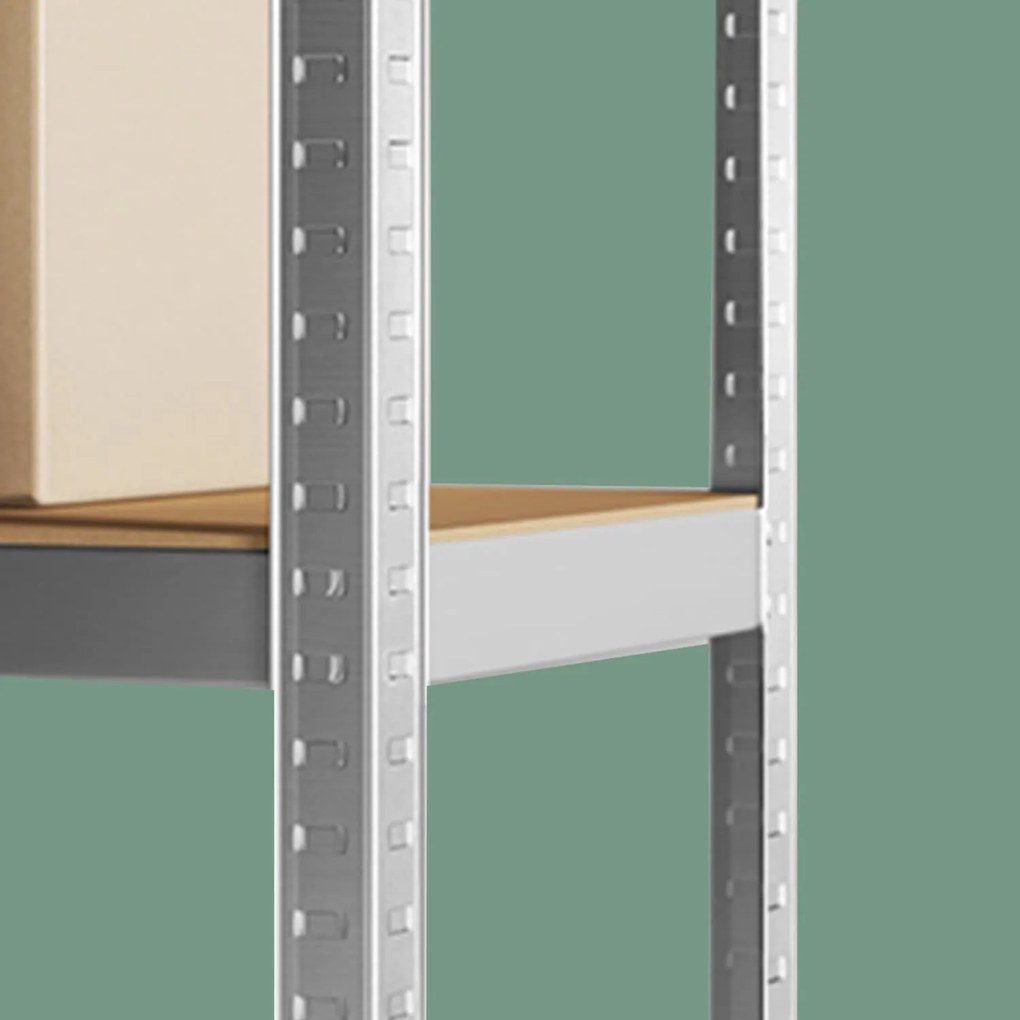 Estante de canto para cargas pesadas até 875 kg com 5 prateleiras 70 x 70 x 180 cm Prateado + Bege