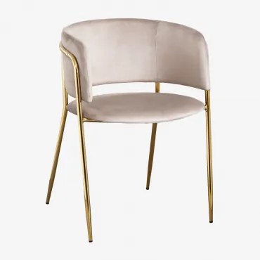 Pacote De 4 Cadeiras De Jantar Estofadas Nalon Dourado & Velluto Toupeira Claro & Velluto - Sklum