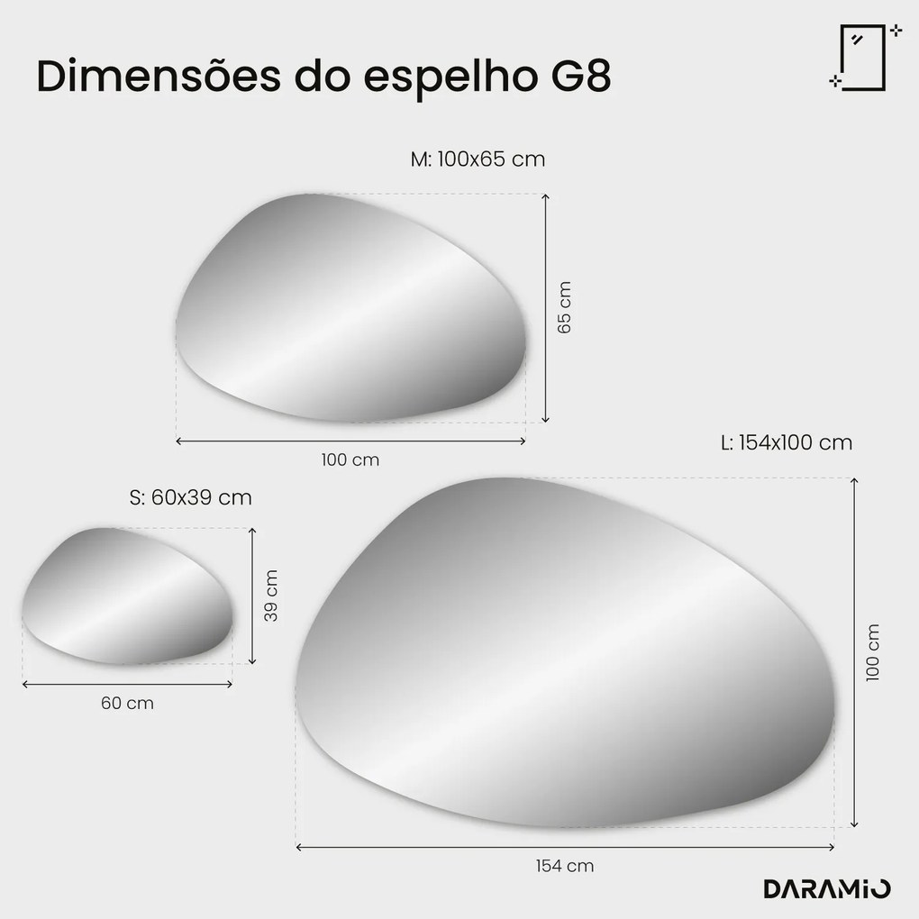 Espelho com luz em forma de seixo G8