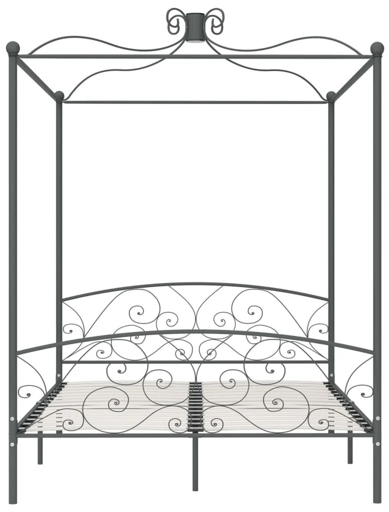 Estrutura de cama com dossel 160x200 cm metal cinzento