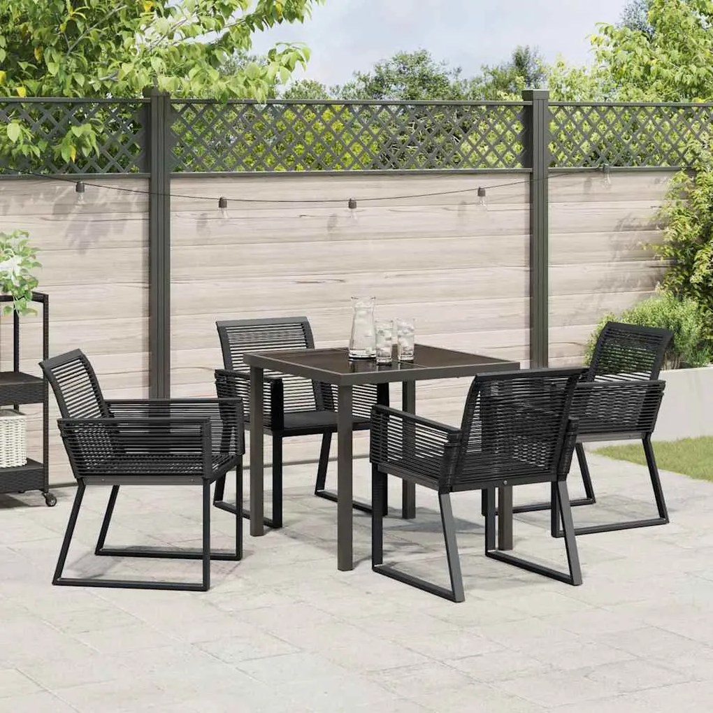 Conjunto de jantar de jardim de 5 peças em rattan sintético preto