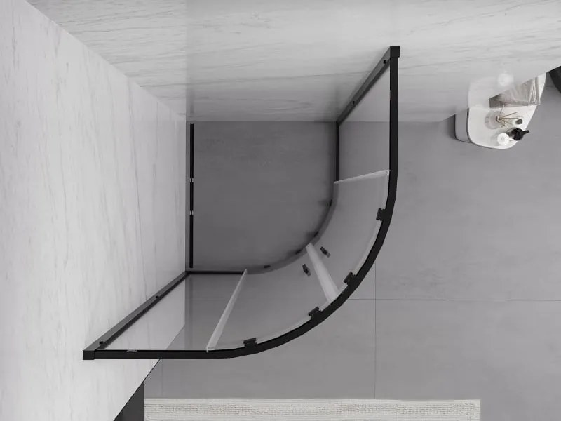 Mexen Exo cabine de duche semicircular deslizante 90 x 90 cm, transparente, preta - 8132-090-090-70-00