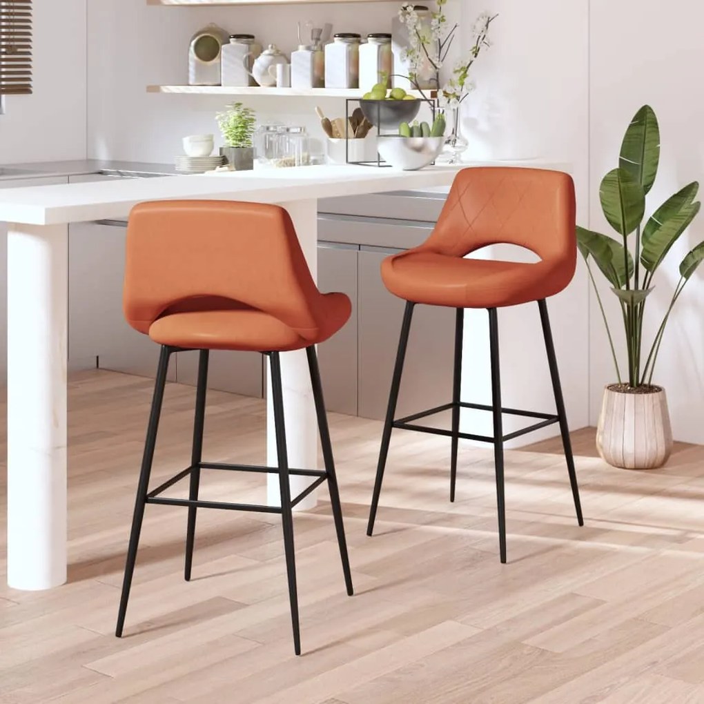 vidaXL Bancos de bar 2 pcs couro artificial castanho-claro