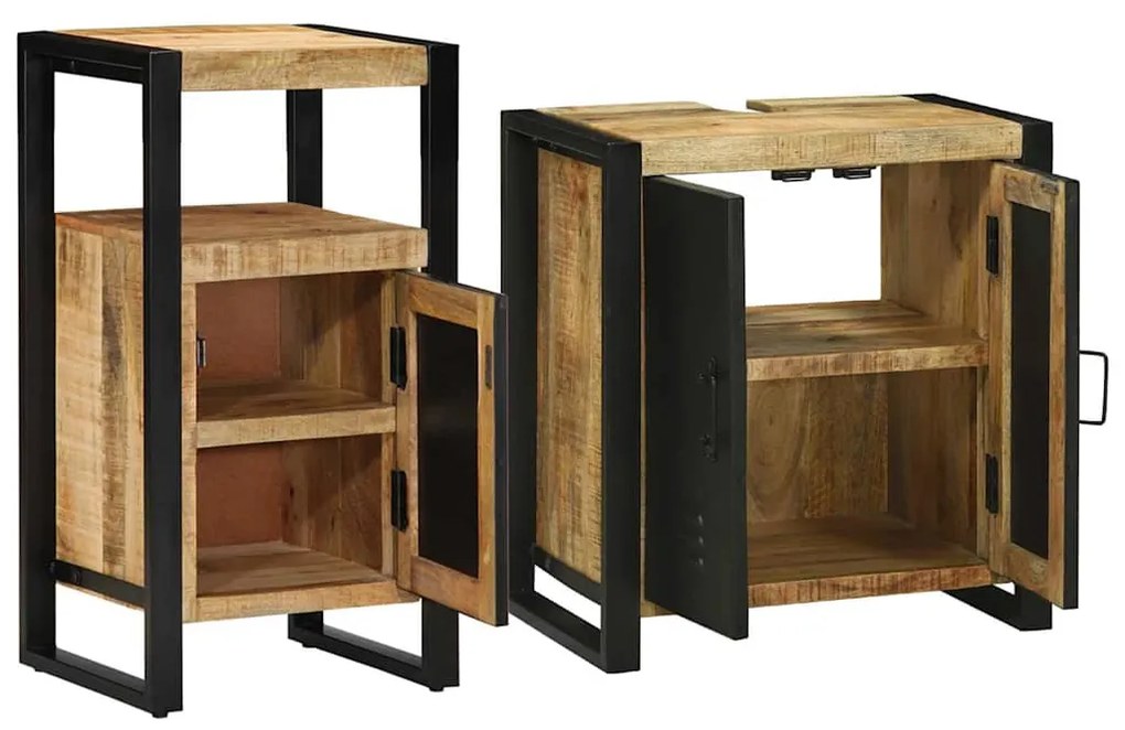 Conjunto de Móveis para Banheiro 2 pcs Madeira de manga rústica