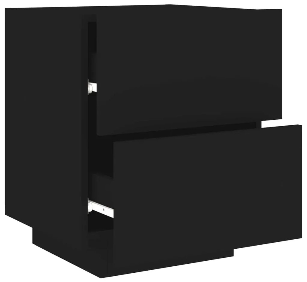 Mesa de cabeceira com luzes LED derivados de madeira preto