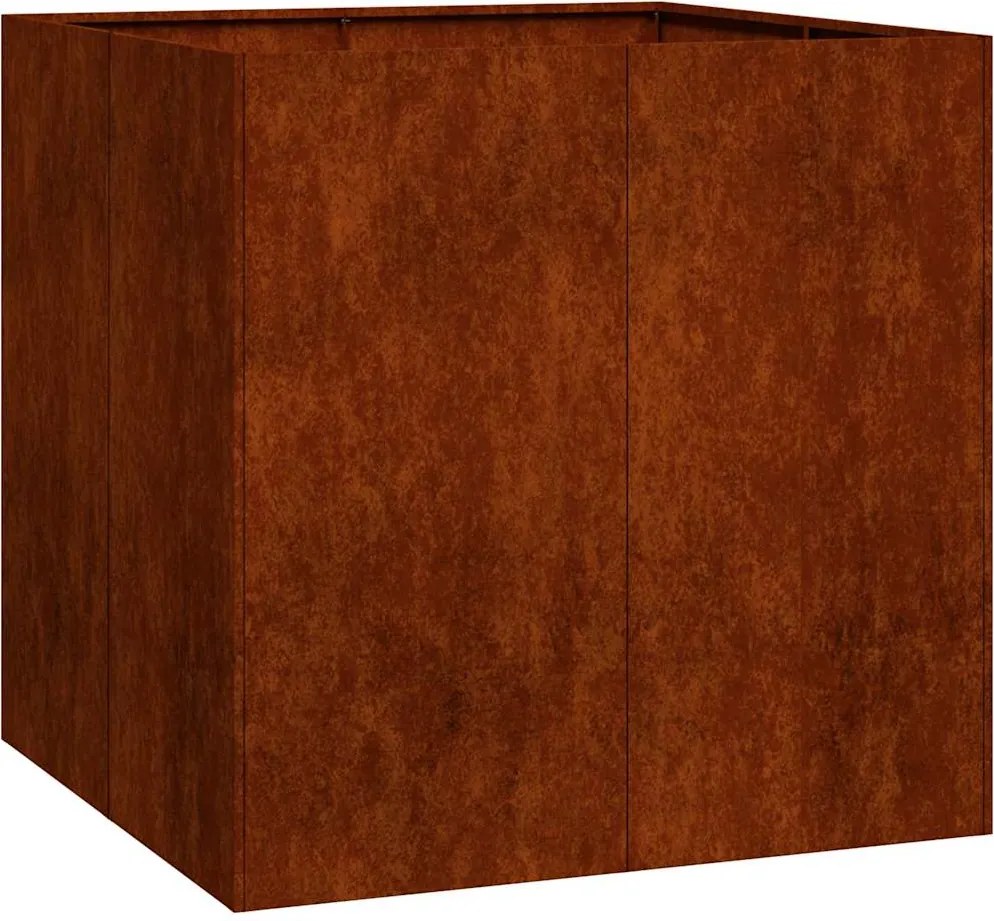 vidaXL Floreira enferrujada 80x80x80 cm aço resistente