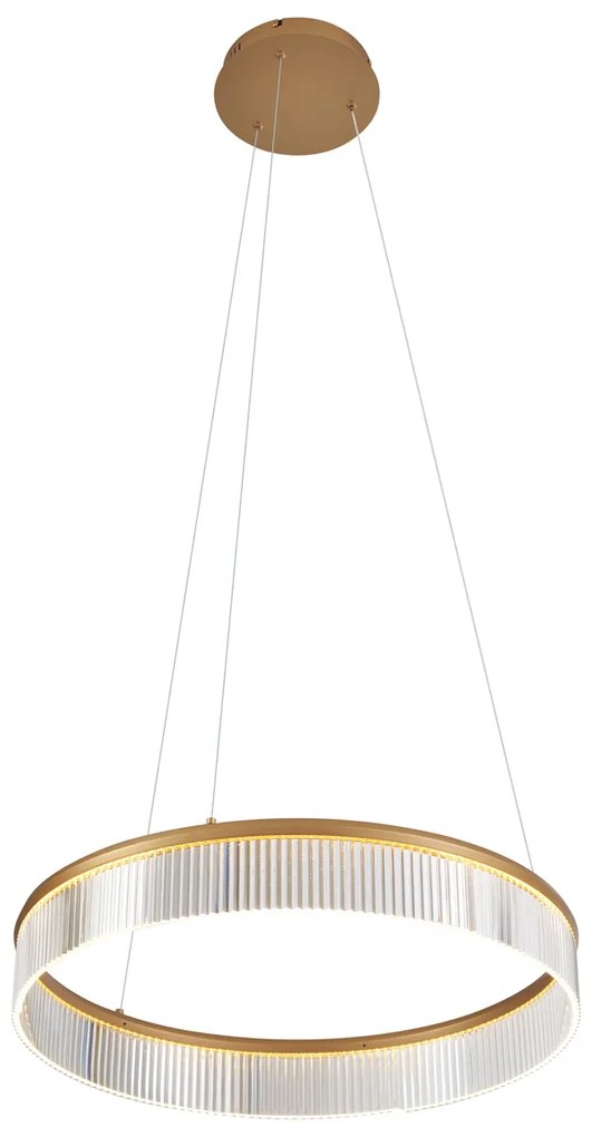 Candeeiro suspenso moderno latão 59cm incl. LED regulável em 3 níveis - Anello Chandelier Moderno