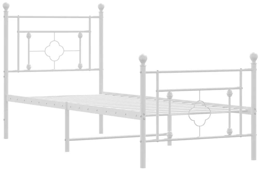 Estrutura de cama com cabeceira e pés 75x190 cm metal branco