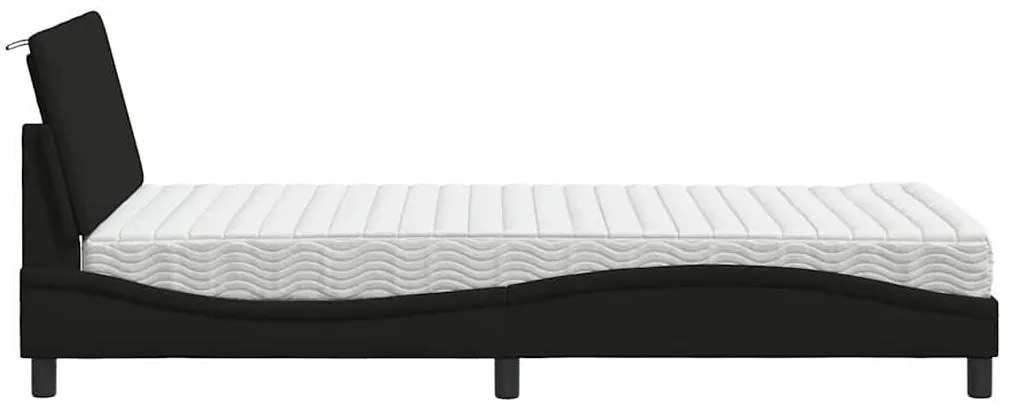 Cama com colchão 100x200 cm tecido preto