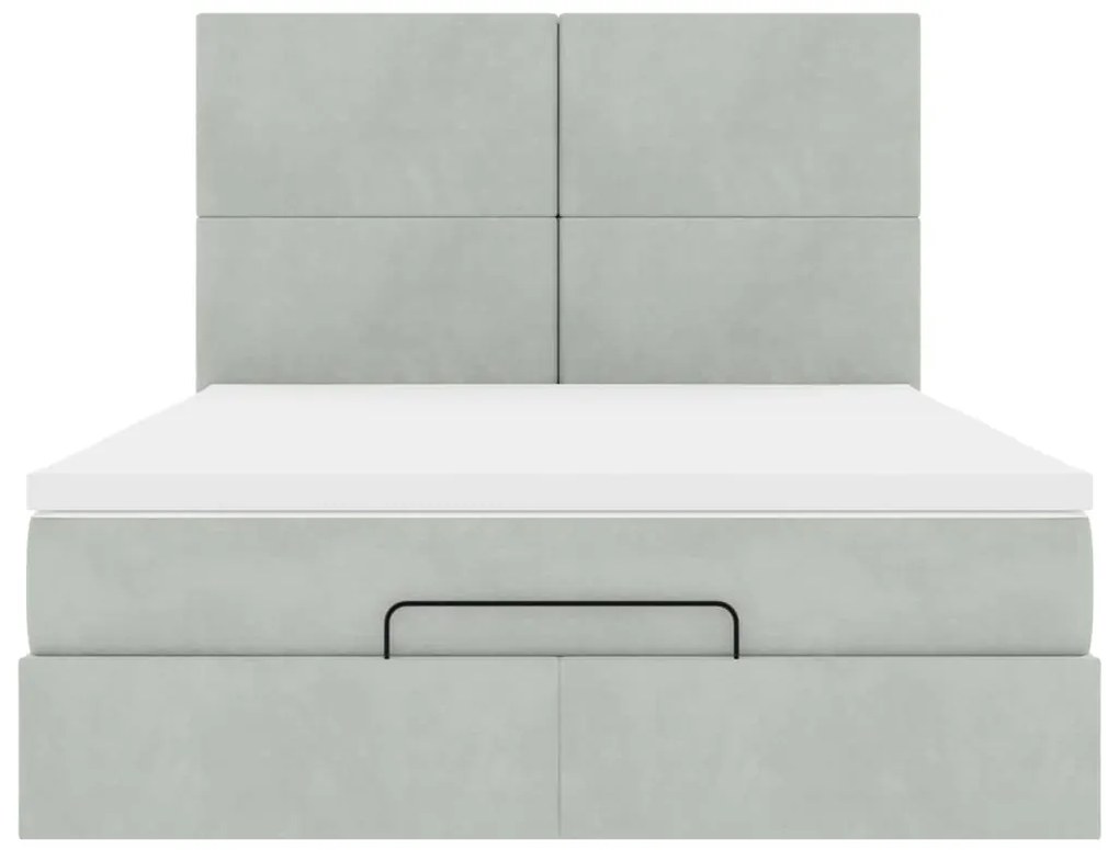 Estrutura de cama otomana com colchões 140x190cm cinzento claro