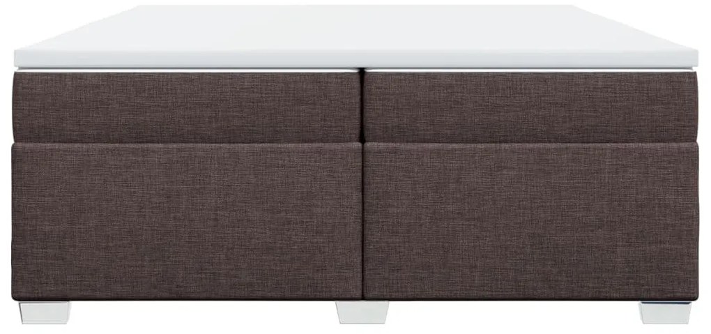 Cama com molas/colchão 200x200 cm tecido castanho-escuro