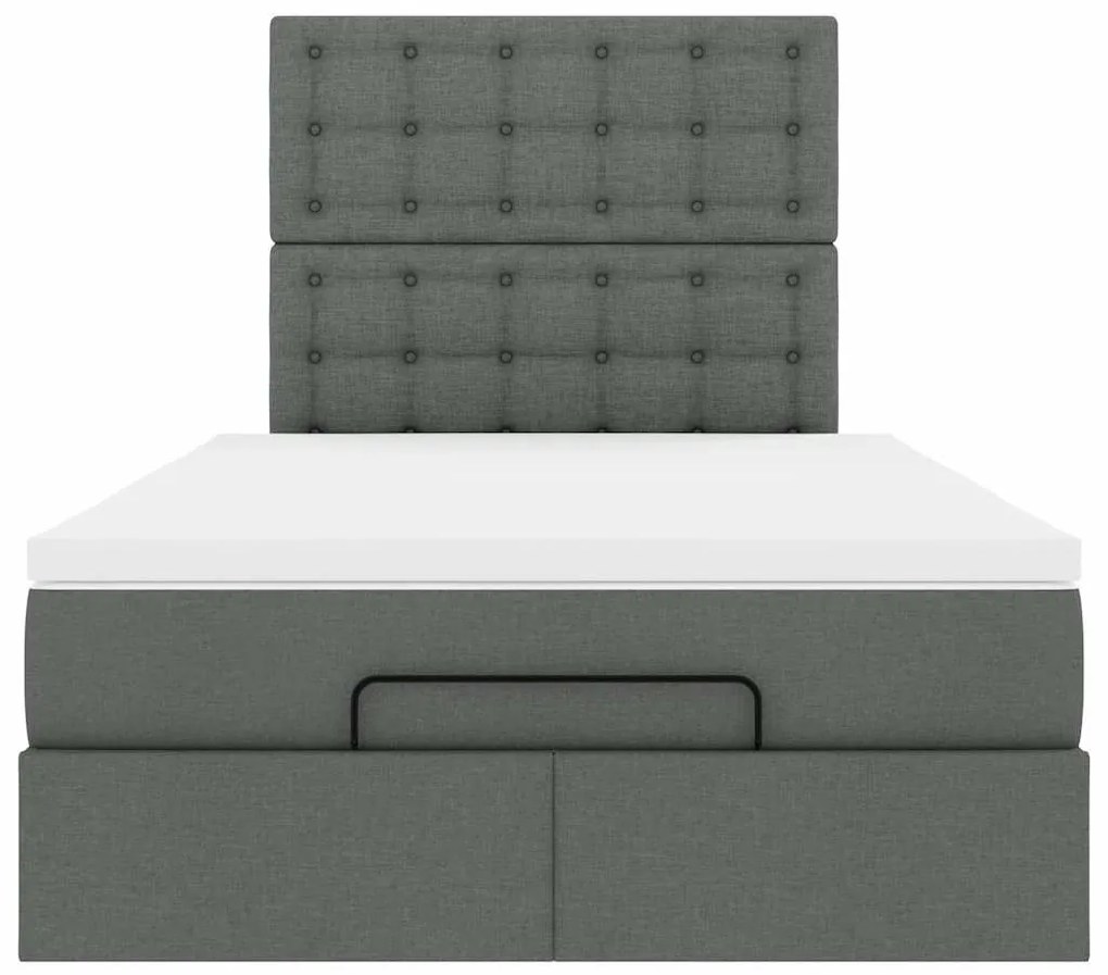 Estrutura de cama otomana com colchão cinza escuro tecido