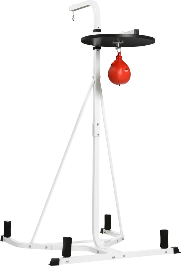 Suporte para saco de boxe (NÃO INCLUÍDO) com base autônoma 2 em 1 e saco de velocidade 156 x 115 x 224 cm branco