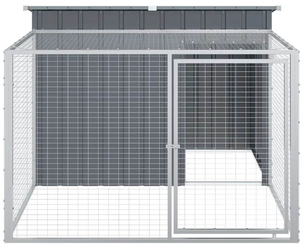 Casota p/ cães c/ parque 153x194x110 cm aço galvaniz. antracite