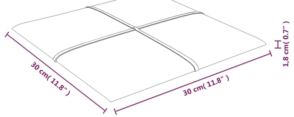 Painel parede 12 pcs 30x30 cm veludo 1,08 m² vermelho tinto