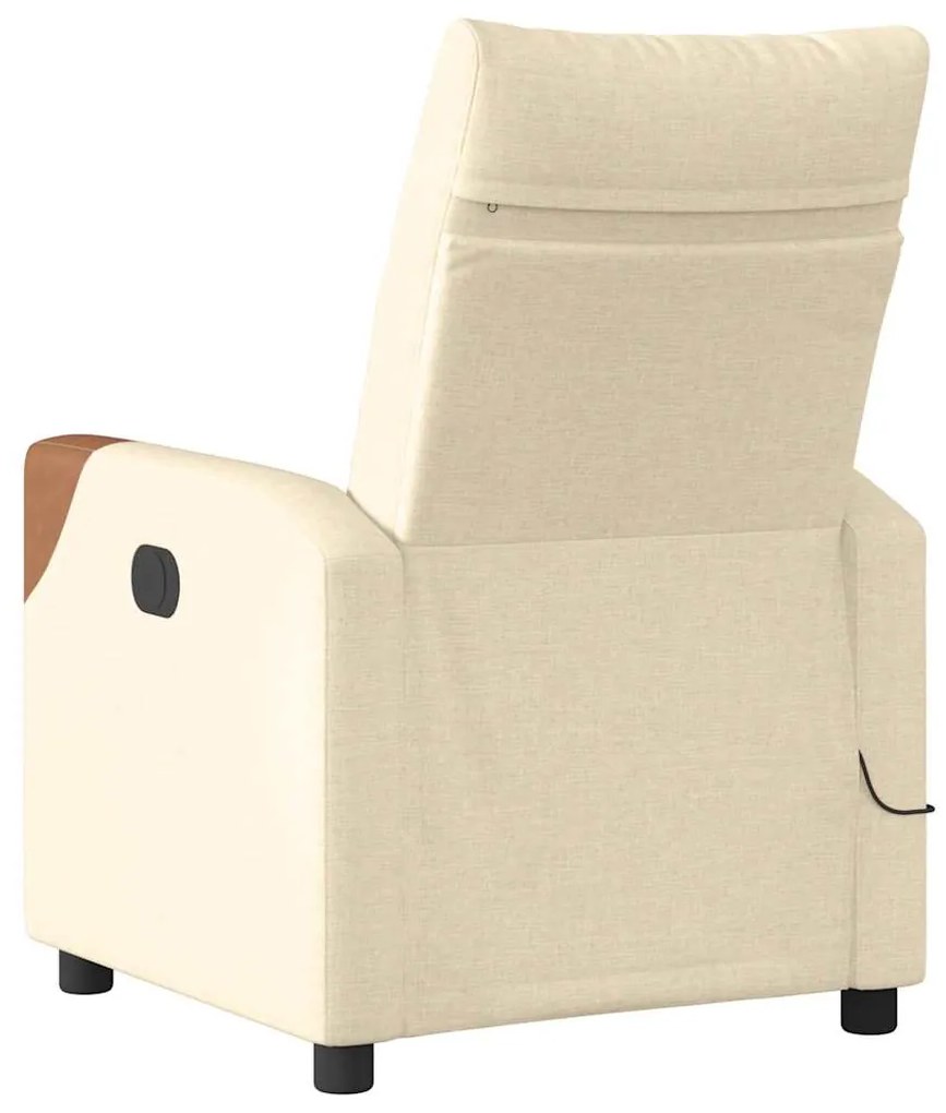 Poltrona de massagens reclinável tecido cor creme
