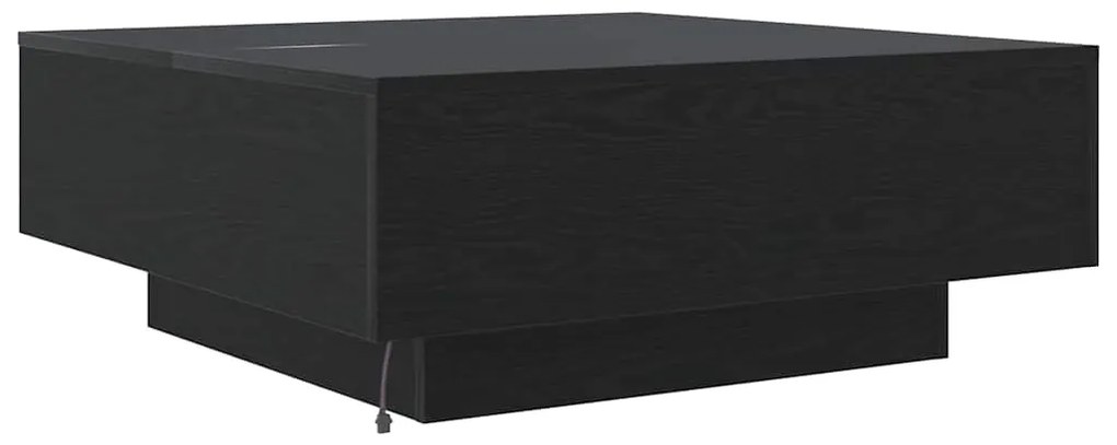 Mesa de Centro vidaXL com Luzes LED Carvalho Preto 80x80x31 cm