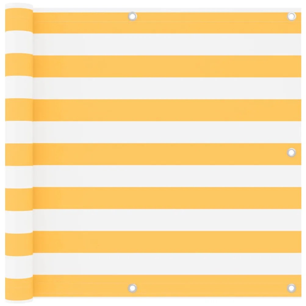 vidaXL Tela de varanda 90x400 cm tecido Oxford branco e amarelo