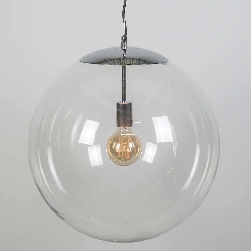 Candeeiro de suspensão escandinavo cromado com vidro transparente - Ball 50 Design,Moderno