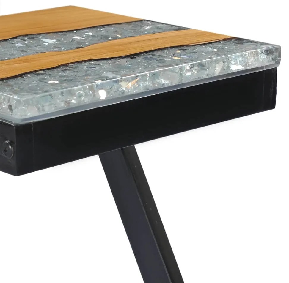 Mesa de centro 30x30x50 cm madeira de teca maciça e poliresina