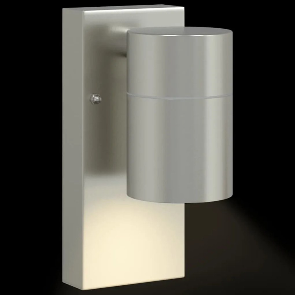 Luz de Parede Externa Prata Aço Inoxidável IP44