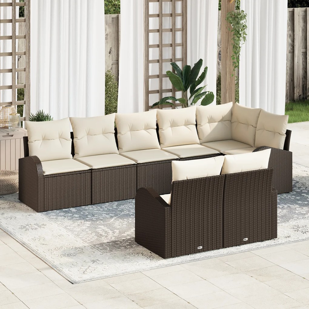 Conjunto de Sofá de Jardim com 8 Peças e Almofadas em Vime Polipropile