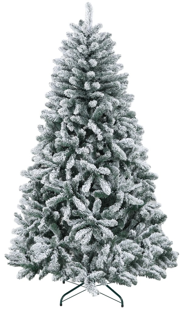 HOMCOM Árvore de Natal Artificial Nevado 180 cm com 796 Ramos e Suporte de Metal Árvore Natalina Nevado para Interior Verde | Aosom Portugal