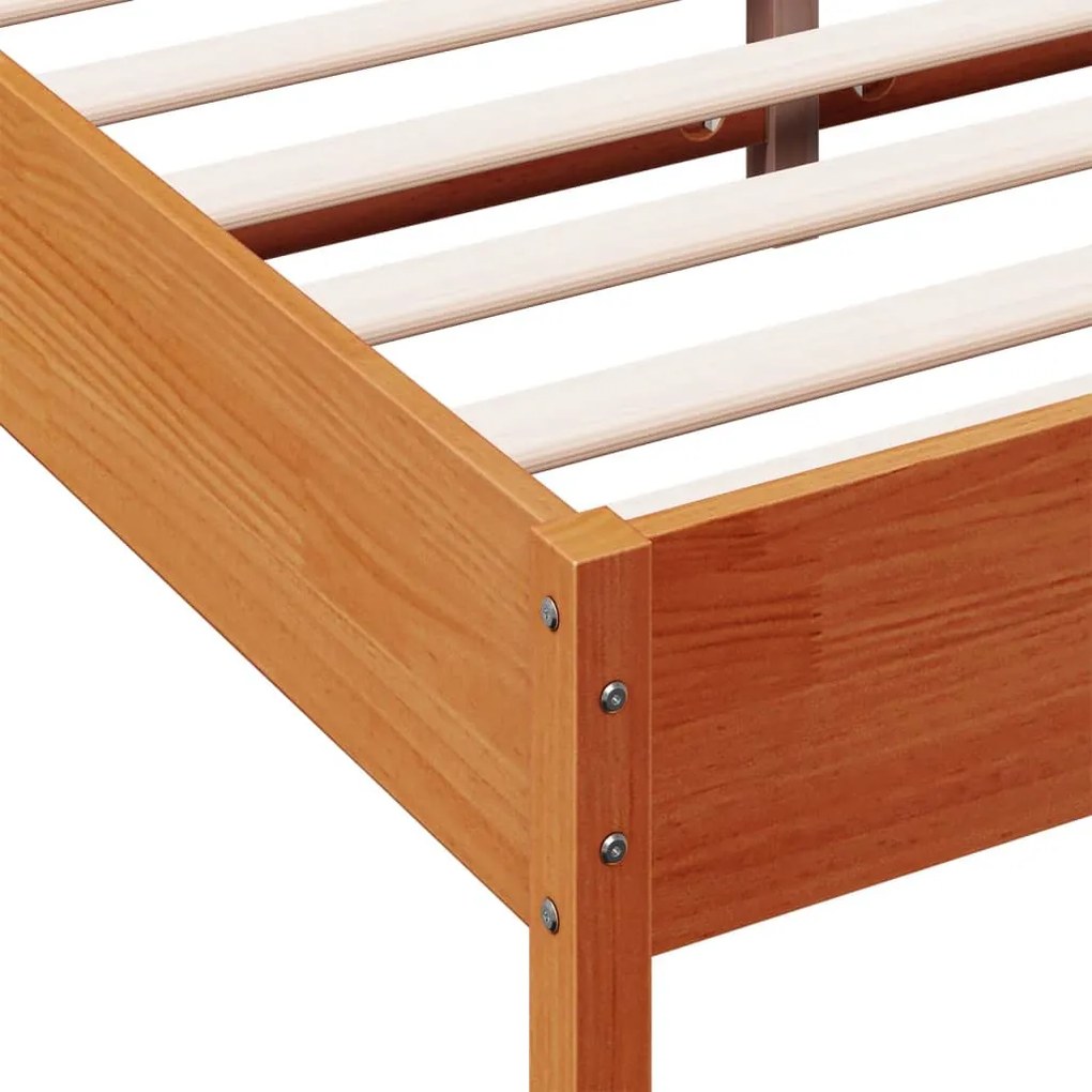 Cama sem colchão 140x200 cm madeira pinho maciça castanho-mel