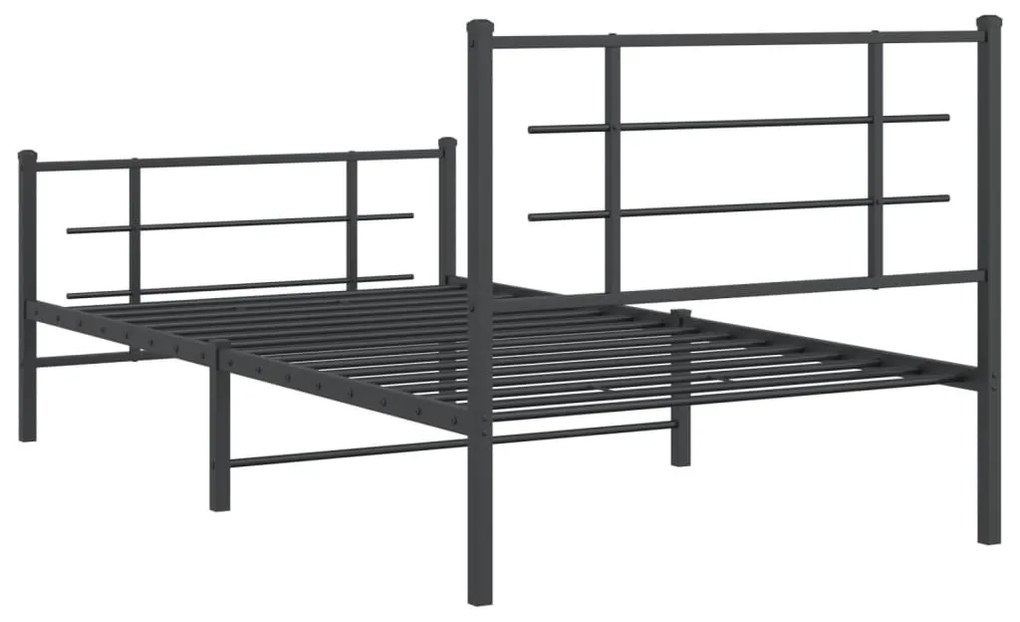 Estrutura de cama com cabeceira e pés 100x190 cm metal preto