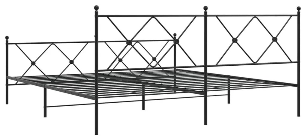 Estrutura de cama com cabeceira e pés 183x213 cm metal preto