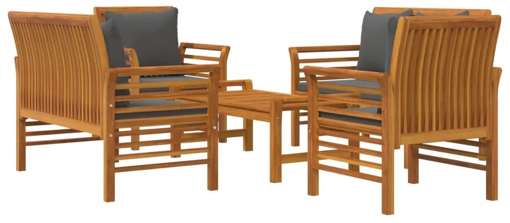 5 pcs conjunto lounge de jardim c/ almofadões acácia maciça