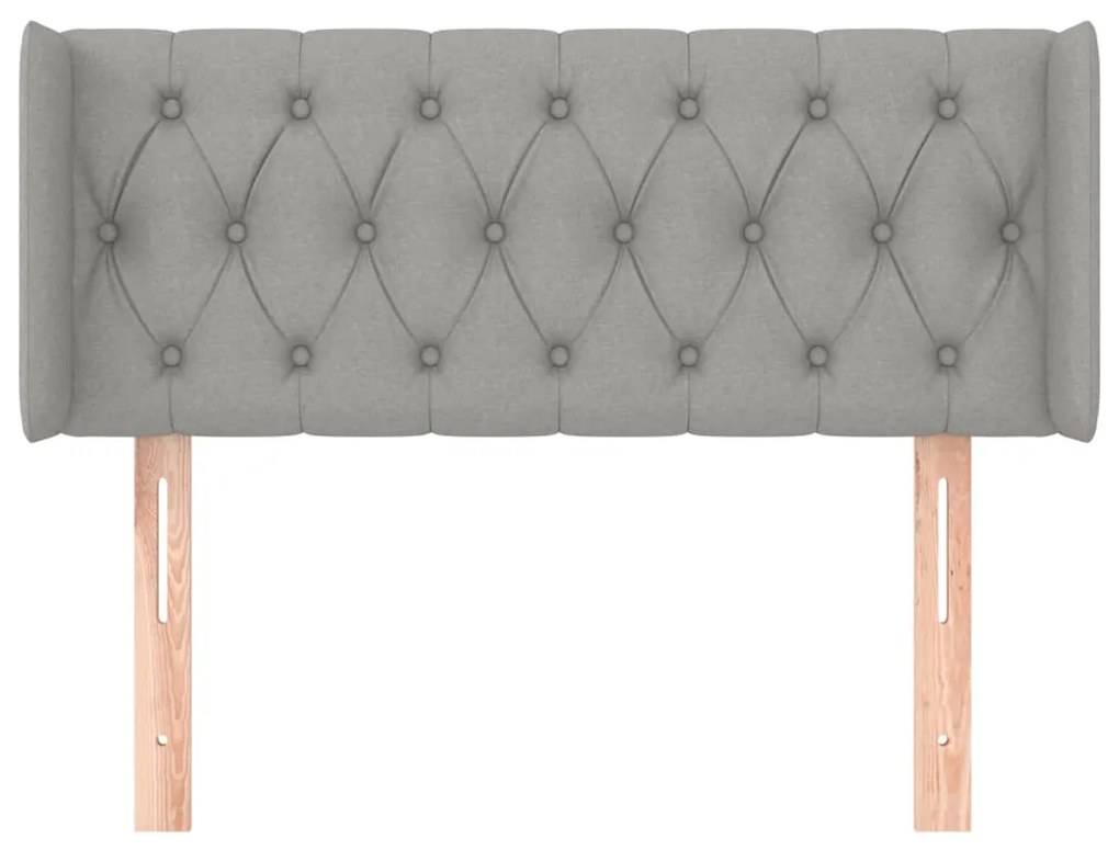 Cabeceira de cama c/ abas tecido 93x16x78/88 cm cinzento-claro