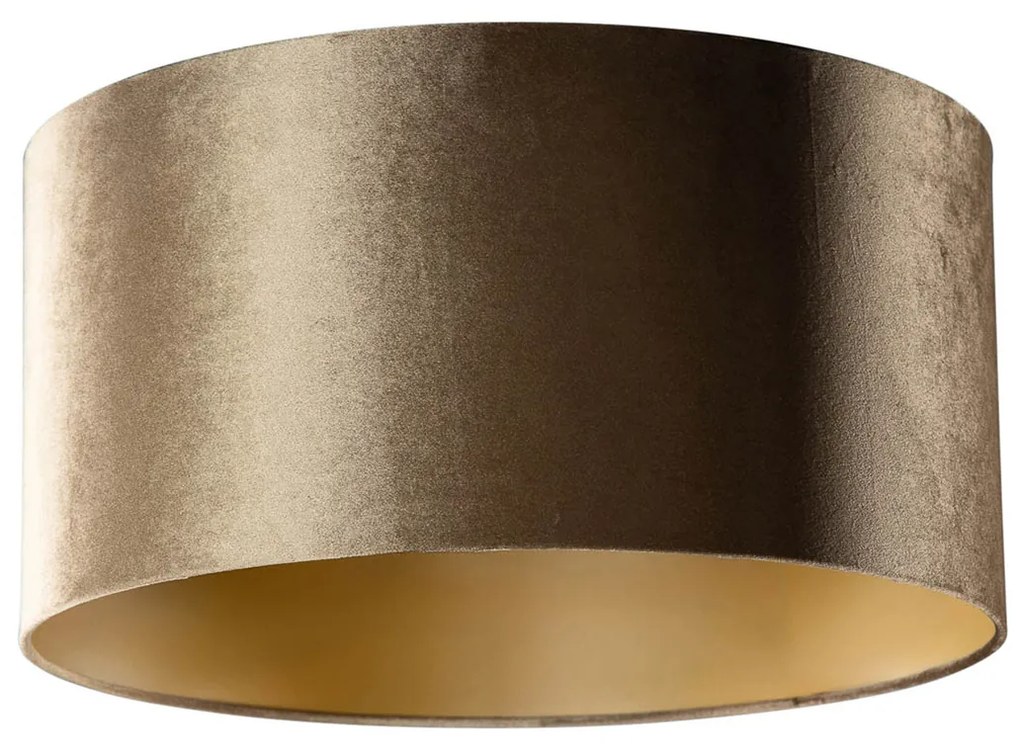Abajur de Veludo Bronze com Interior Dourado 50/50/25