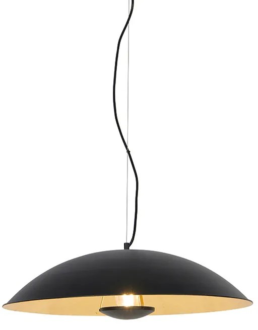 Candeeiro de suspensão vintage preto com dourado 60 cm - Emilienne Moderno