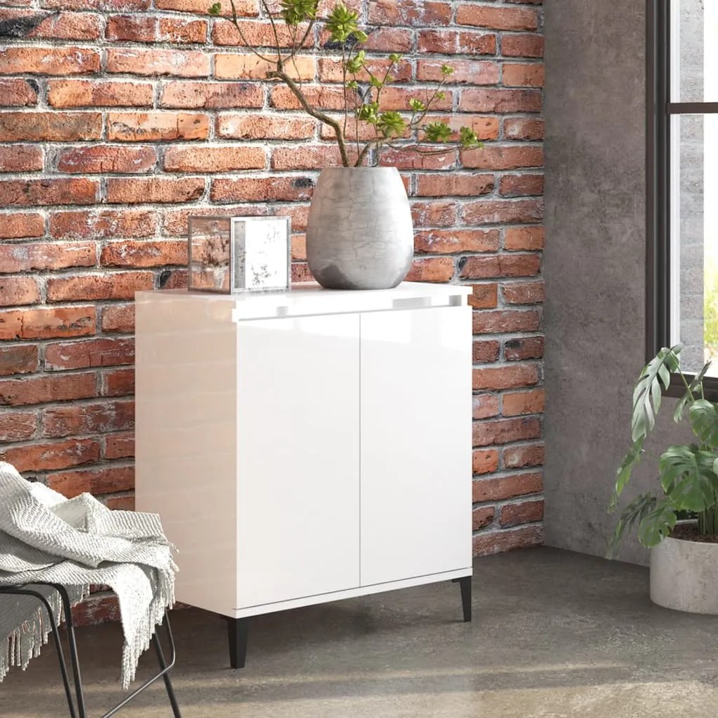 vidaXL Aparador 60x35x70 cm derivados de madeira branco brilhante