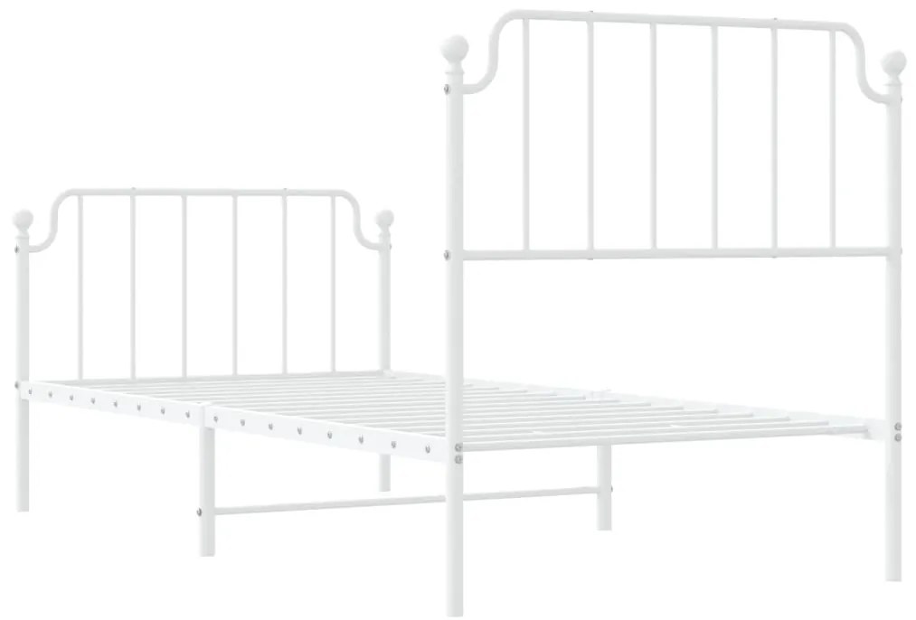 Estrutura de cama com cabeceira e pés 90x200 cm metal branco